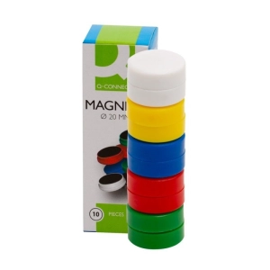 Magnesy do tablic Q-CONNECT okrągłe 20mm 10szt - mix kolorów-285325
