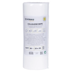 Ścierka DONAU HOME z celulozą 50% rolka soft 25x39cm 50 listków - biała