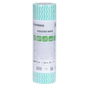Ścierka DONAU HOME z wiskozą 70% rolka fala 23x39cm 25 listków - zielona