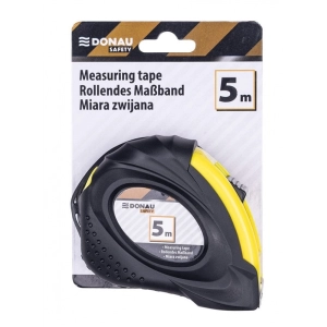 Miarka metalowa DONAU SAFETY zwijana 18mm x 5m blister - czarno-żółta