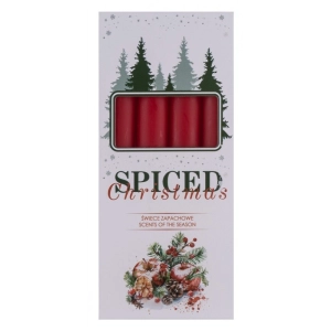 Świeca stołowa DONAU HOME Spiced Christmas 20x170mm 4 szt. jabłko z cynamonem czerwony-287432