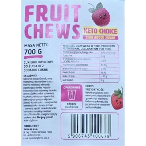 Cukierki owocowe FRUIT CHEWS 700g. bez dodatku cukru-288005