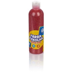 Farba plakatowa szkolna ASTRA butelka 250ml. - brokatowa czerwona