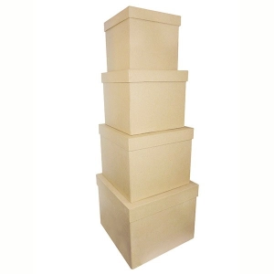 Zestaw 4 dużych pudełek kwadratowych 25x25x20 / 22x22x18 / 19x19x16 / 16x16x14cm. BT910 C, Decopatch