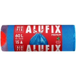 Worki na śmieci ALUFIX z taśmą ściągającą LDPE 60l 15 szt. niebieskie