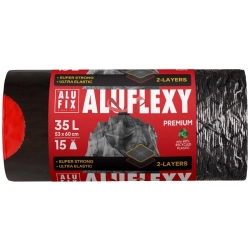 Worki na śmieci ALUFIX Aluflexy z taśmą LDPE 35l 15 szt. stalowe