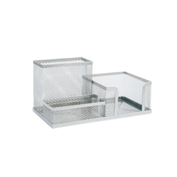 Przybornik DOTTS na biurko siatka 205x103x98mm - srebrny