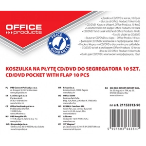 Koperty na CD/DVD OFFICE PRODUCTS do wpinania PP op.10 - transparentny-290183
