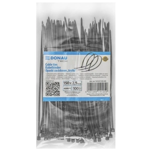 Opaski zaciskowe / trytytki DONAU TECH 150x2,5mm op.100 temp. -40/80 - czarne-290565