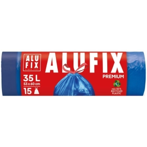 Worki na śmieci ALUFIX z taśmą ściągającą LDPE 35l 15 szt. niebieskie