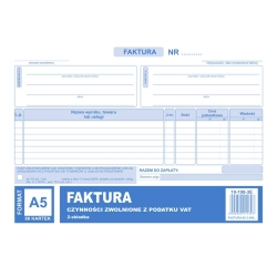 Druk MiP 198-3E Faktura czynności zwolnione z podatku A5 (o+1k)-689468