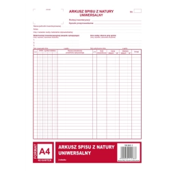 Druk MiP 341-1 Arkusz spisu z natury A4 (pion) 48 kartek-689544