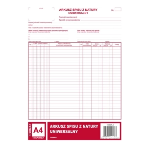 Druk MiP 341-1 Arkusz spisu z natury A4 (pion) 48 kartek-689544