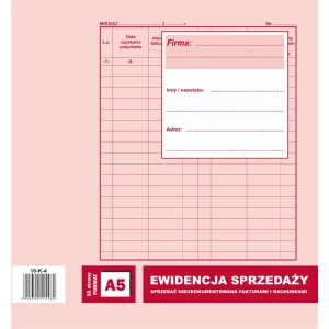 Druk DOTTS Ewidencja sprzedaży A5 32 strony offset 10-K-4
