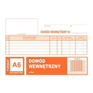 Druk DOTTS Dowód wewnetrzny A6 50 kartek offset 10-K13