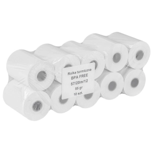Rolka termiczna OFFICE PRODUCTS rolki do kas 57mm x 20m gr. 48 +/- 6 10 szt. - białe-291657