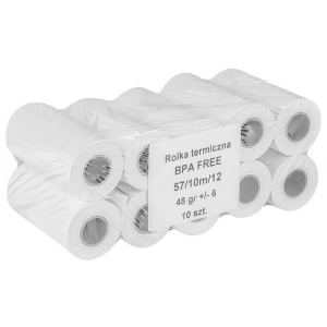 Rolka termiczna OFFICE PRODUCTS rolki do kas 57mm x 10m gr. 48 +/- 6 10 szt. - białe-291659