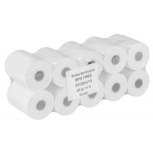 Rolka termiczna OFFICE PRODUCTS rolki do kas 57mm x 25m gr. 48 +/- 6 10 szt. - białe-291661