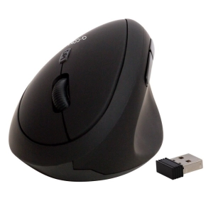 Myszka ergonomiczna bezprzewodowa pionowa Q-CONNECT 6-przyciskowa na baterie dla praworęcznych czarna-291740