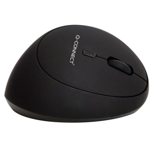 Myszka ergonomiczna bezprzewodowa pionowa Q-CONNECT 6-przyciskowa na baterie dla praworęcznych czarna-291743