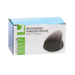 Myszka ergonomiczna bezprzewodowa pionowa Q-CONNECT 6-przyciskowa na baterie dla praworęcznych czarna-291745