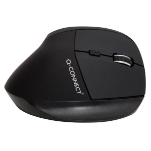 Myszka ergonomiczna bezprzewodowa pionowa Q-CONNECT 6-przyciskowa z akumulatorem dla praworęcznych czarna-291767