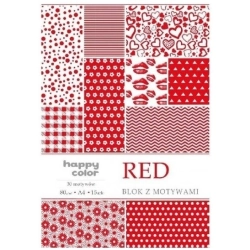 Blok kreatywny zeszyt papierów HAPPY COLOR z motywami - Red  A4, 15 ark. 80g