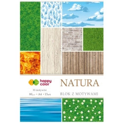 Blok kreatywny zeszyt papierów HAPPY COLOR z motywami - Natura  A4 15 ark. 80g, 30 motyw