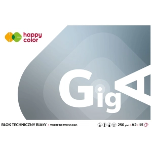 Blok techniczny HAPPY COLOR A2 GigA 250g. 15 arkuszy - biały