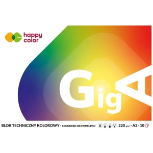 Blok techniczny HAPPY COLOR A2 GIGA kolorowy 10ark 220g-682253