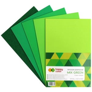 Piankowe arkusze pianka HAPPY COLOR A4 op.5 - mix green