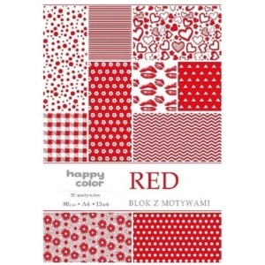 Blok kreatywny zeszyt papierów HAPPY COLOR z motywami - Red  A4, 15 ark. 80g