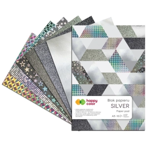 Blok kreatywny zeszyt papierów HAPPY COLOR A5 230g. 10 kolorów - Silver