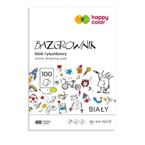 Blok rysunkowy HAPPY COLOR A4 80g. 100 arkuszy - biały bazgrownik