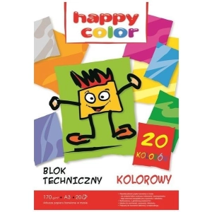 Blok techniczny HAPPY COLOR A3 170g. 20 arkuszy - 20 kolorów