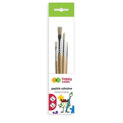 Zestaw pędzli szkolnych pędzel HAPPY COLOR mix włosia B 4szt