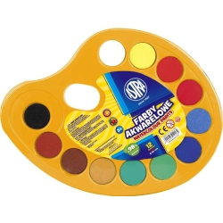 Farby akwarelowe ASTRA gwasze 12 kolorów fi-30,0mm paletka 83216903