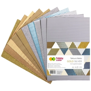 Tektura falista HAPPY COLOR A4 mix złoty/srebrny metallic brokat kpl. 10 ark.