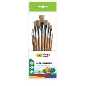 Zestaw pędzli szkolnych pędzel HAPPY COLOR płaskich op. 9 szt.