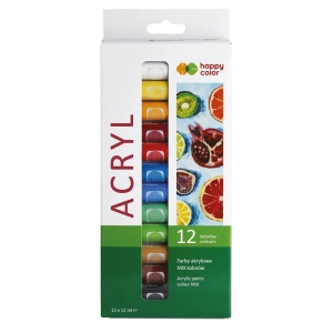 Farba akrylowa HAPPY COLOR 12ml. zestaw 12 kolorów-543120
