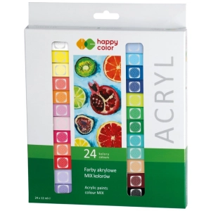 Farba akrylowa HAPPY COLOR 12ml. zestaw 24 kolory pastelowe