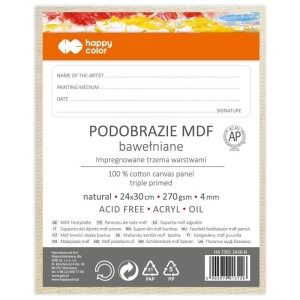 Podobrazie bawełniane impregnowane HAPPY COLOR - naturalne 24x30cm MDF 4mm-293593