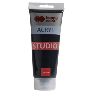 Farba akrylowa HAPPY COLOR Studio 200ml. - czarny lampowy