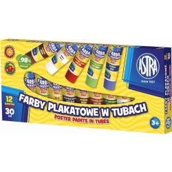 Farby plakatowe ASTRA tubka 12 kolorów-158070