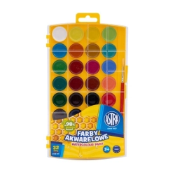 Farby akwarelowe ASTRA 32 kolory - fi 25mm eurozawieszka