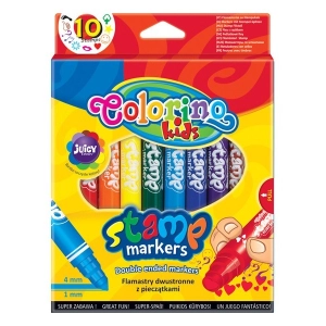 Flamastry COLORINO 10 kolorów - dwustronne z pieczątkami