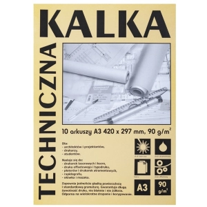 Kalka techniczna kreślarska KOH-I-NOOR A3 90g/m2 10 arkuszy