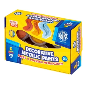 Farby plakatowe ASTRA dekoracyjne 20ml. 6 kolorów - metaliczne