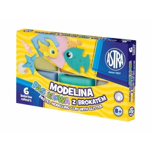 Modelina ASTRA 6 kolorów z brokatem pastelowa