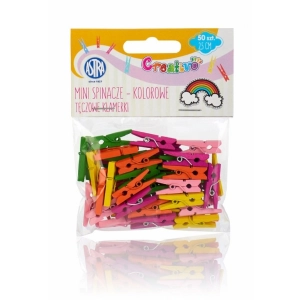 Spinacze drewniane mini ASTRA klamerki op.50szt. - kolorowe